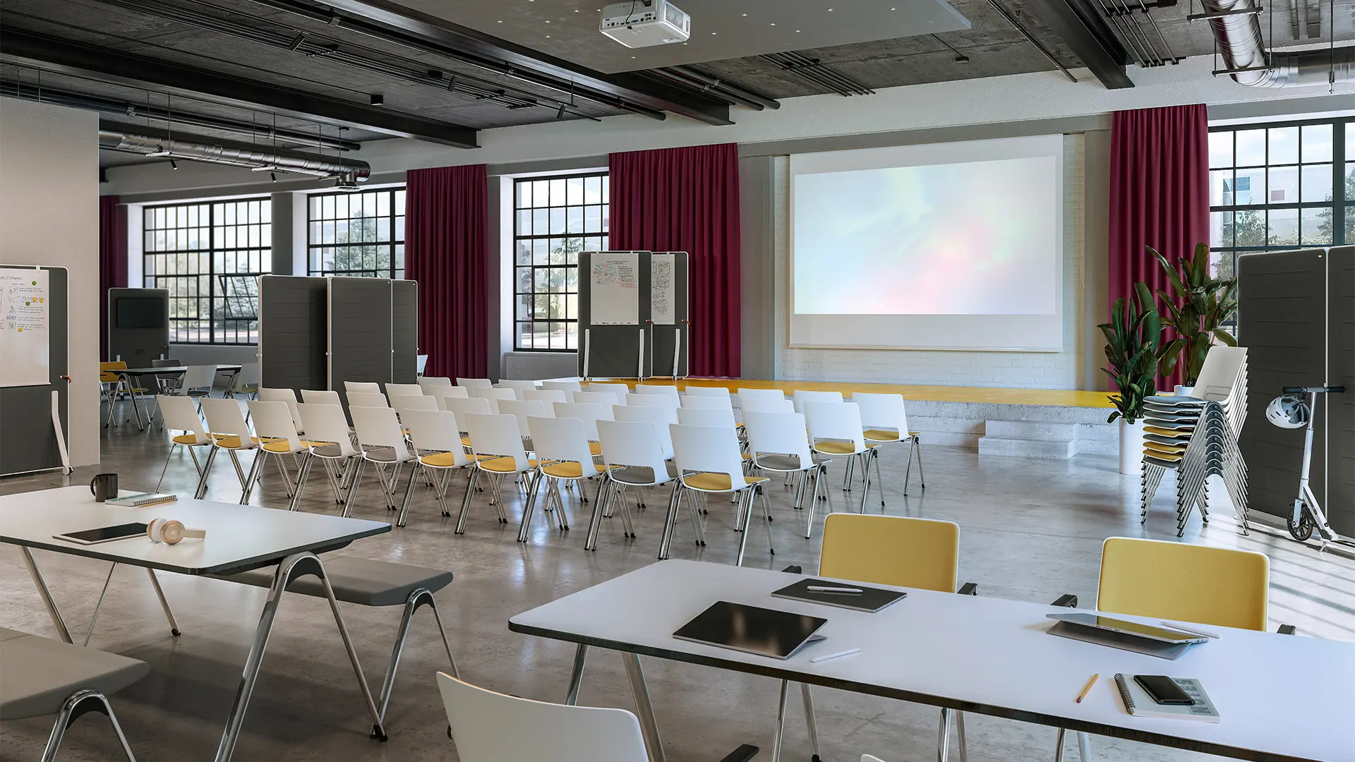 Auditorio escolar con mobiliario Interstuhl