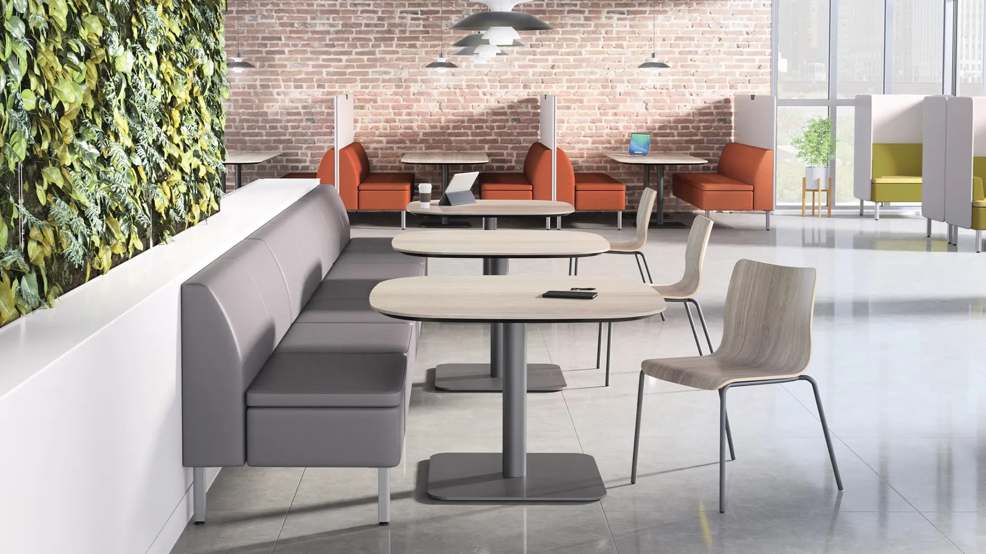 Cafetería escolar equipada con mobiliario HON