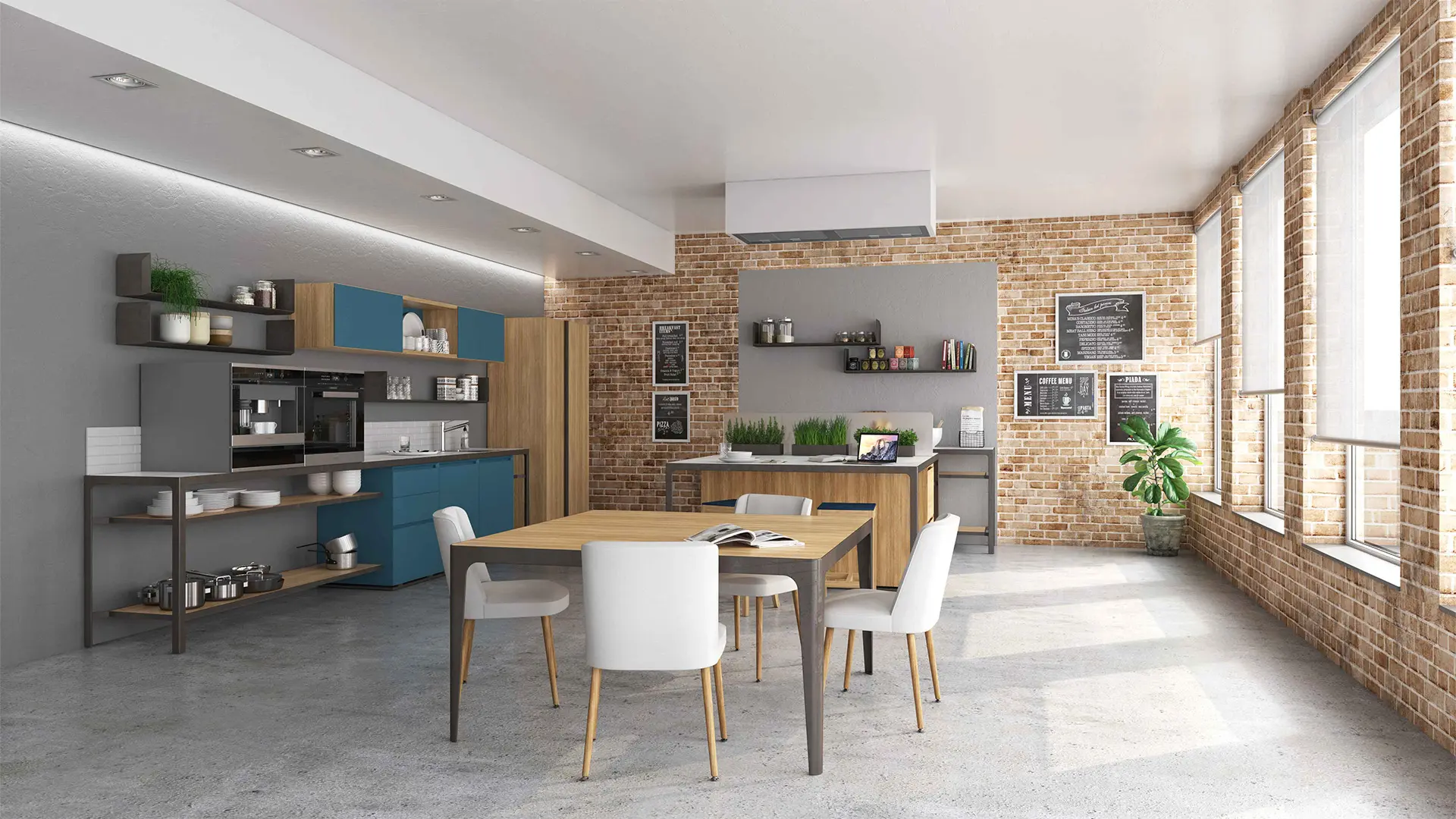 Coffice equipado con mobiliario de Estel, diseñado para fomentar la comunicación y colaboración entre colaboradores.