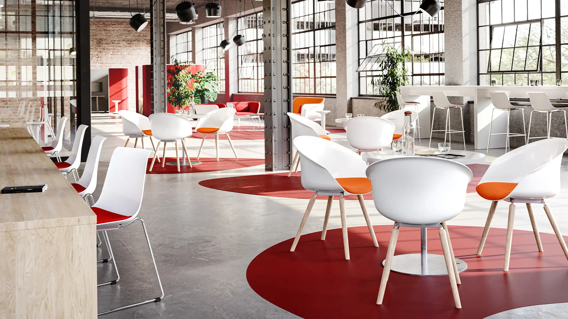 Coffice diseñado con mobiliario de Interstuhl para mejorar la colaboración y fortalecer las relaciones entre colaboradores.