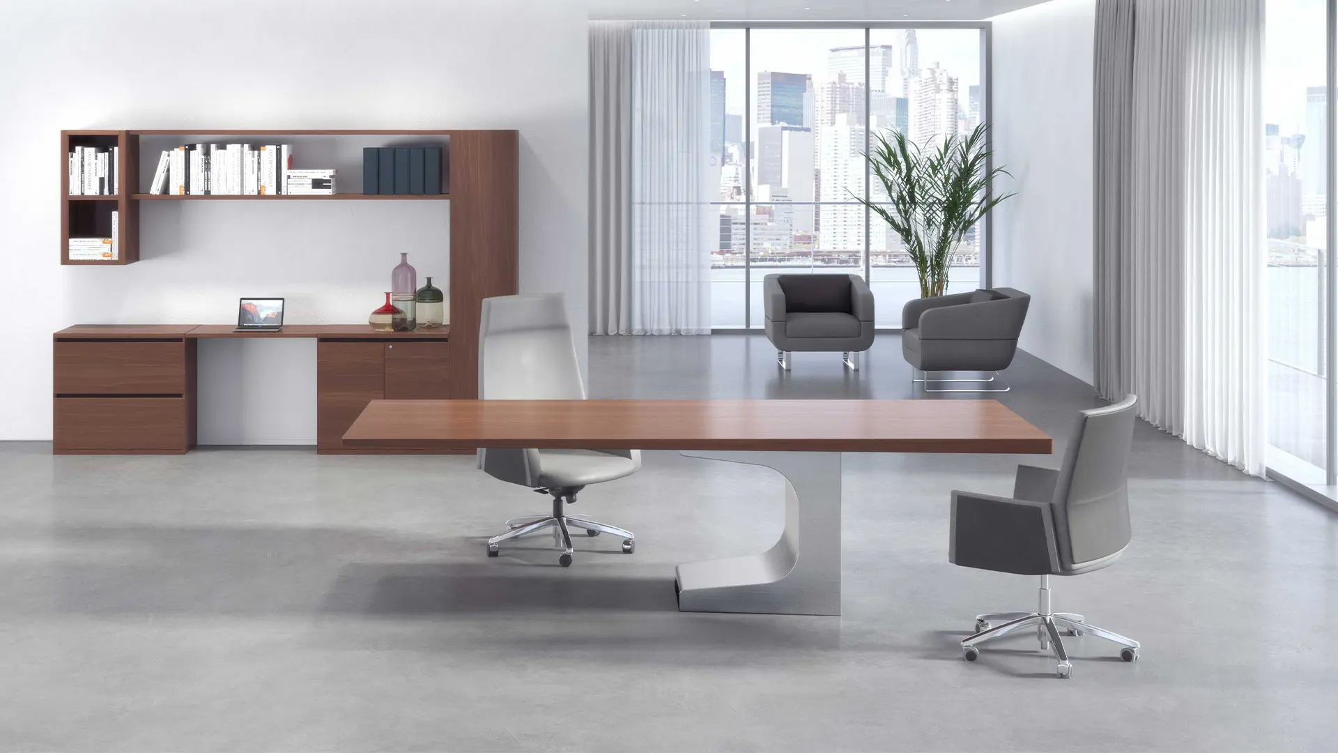 Mobiliario de Estel en espacios directivos, diseñado para fomentar la productividad y la toma de decisiones.