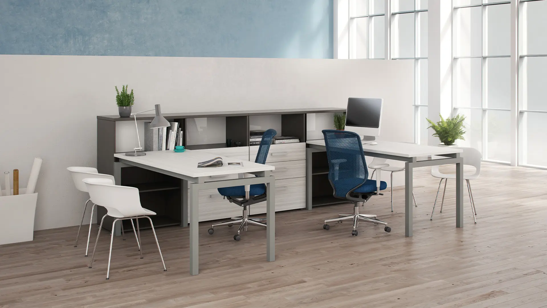 Espacio directivo en escuela equipado con mobiliario de Moetti Aqua