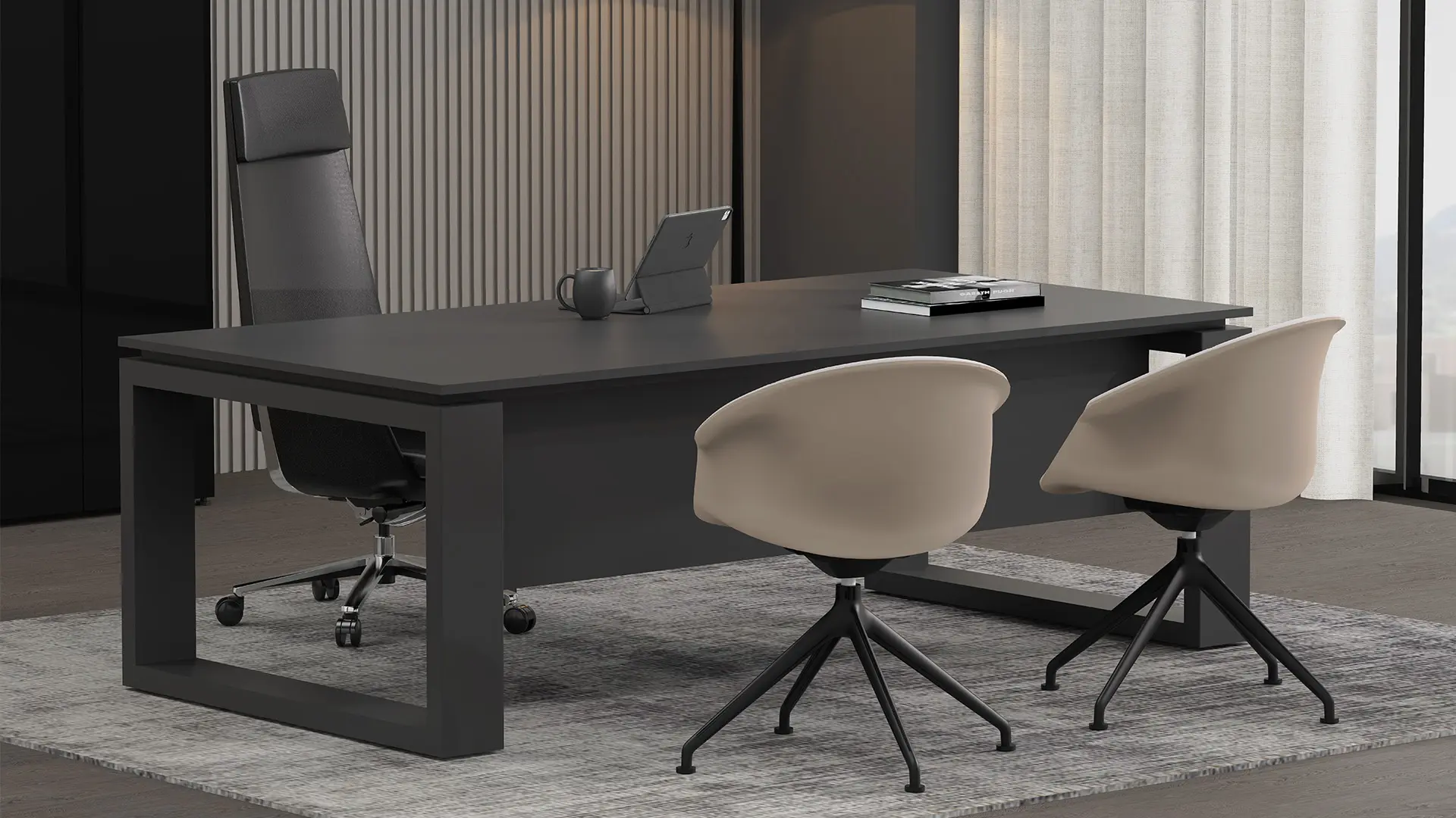 Mobiliario de Moetti Argos en espacios directivos, diseñado para fomentar la productividad y la toma de decisiones.