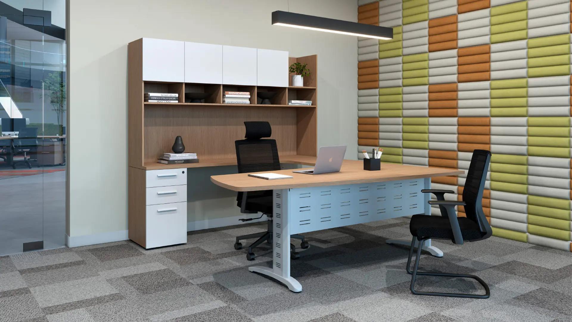 Espacio directivo en escuela equipado con mobiliario Quadrifoglio