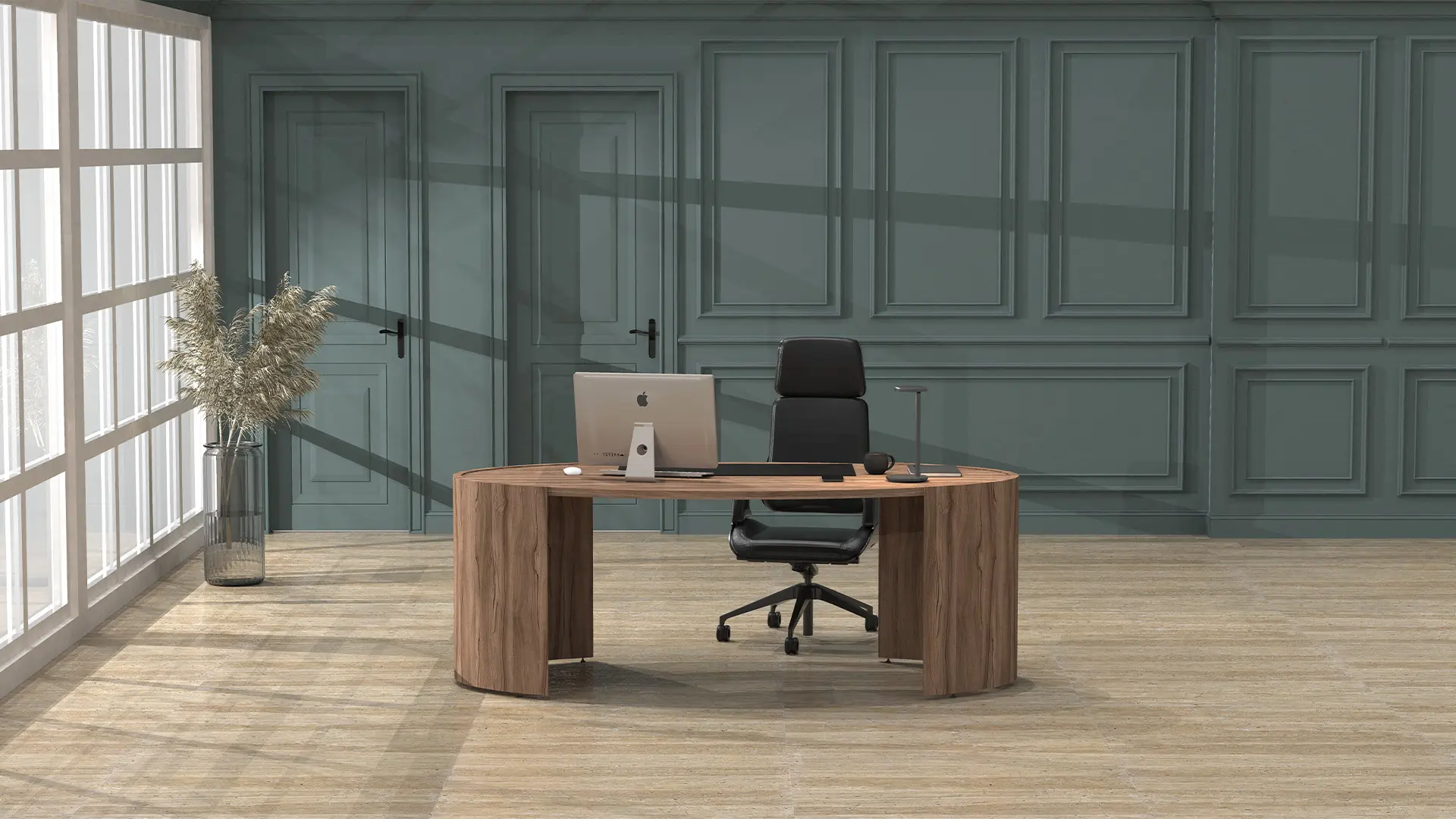 Espacio directivo con mobiliario de Moetti Florencia, diseñado para ergonomía, funcionalidad y toma de decisiones.