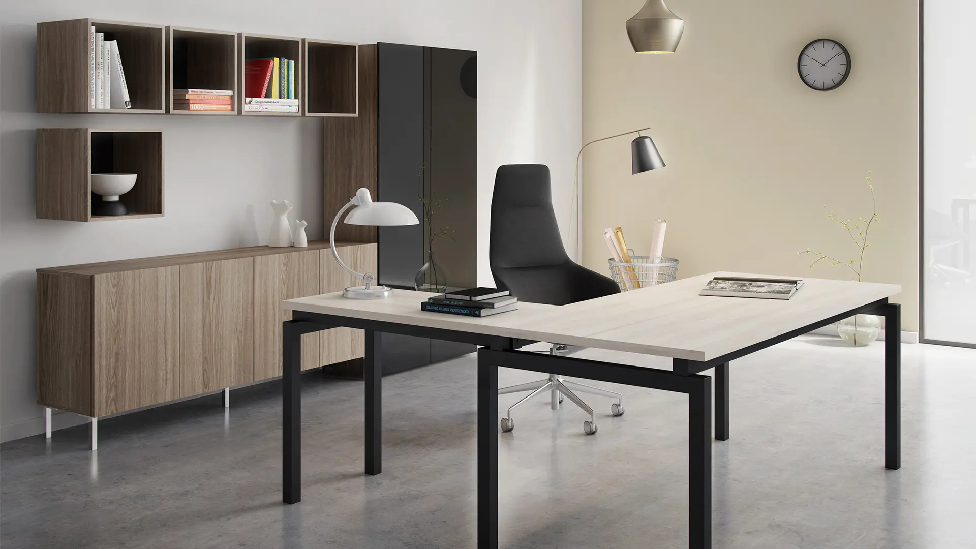 Espacio gerencial con mobiliario de Moetti Aqua, diseñado para promover la productividad, el confort y la toma de decisiones efectivas.