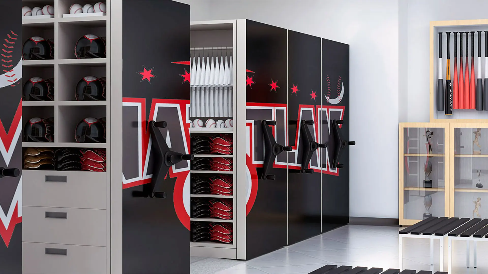 Vestidores escolares con mobiliario de Aurora