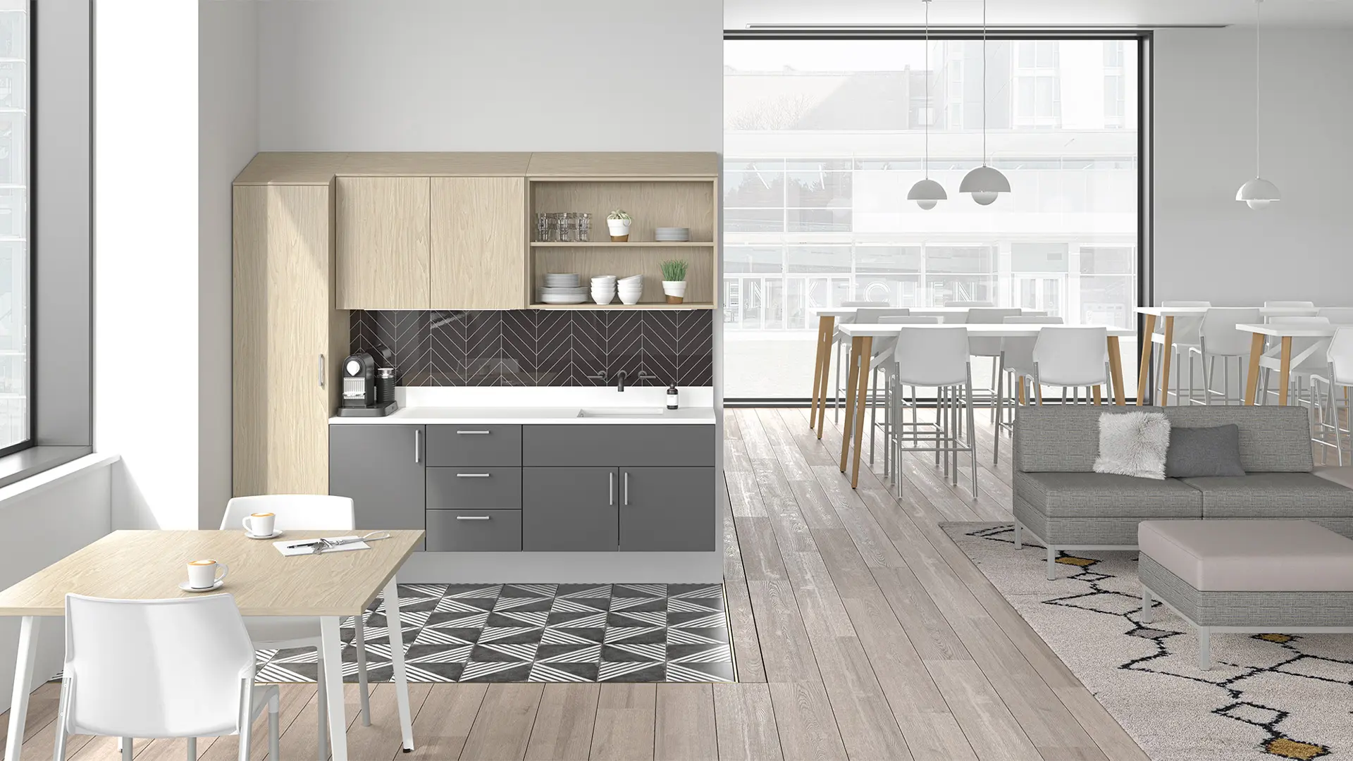 Área de confort & relax en espacio de salud equipada con mobiliario de Groupe Lacasse