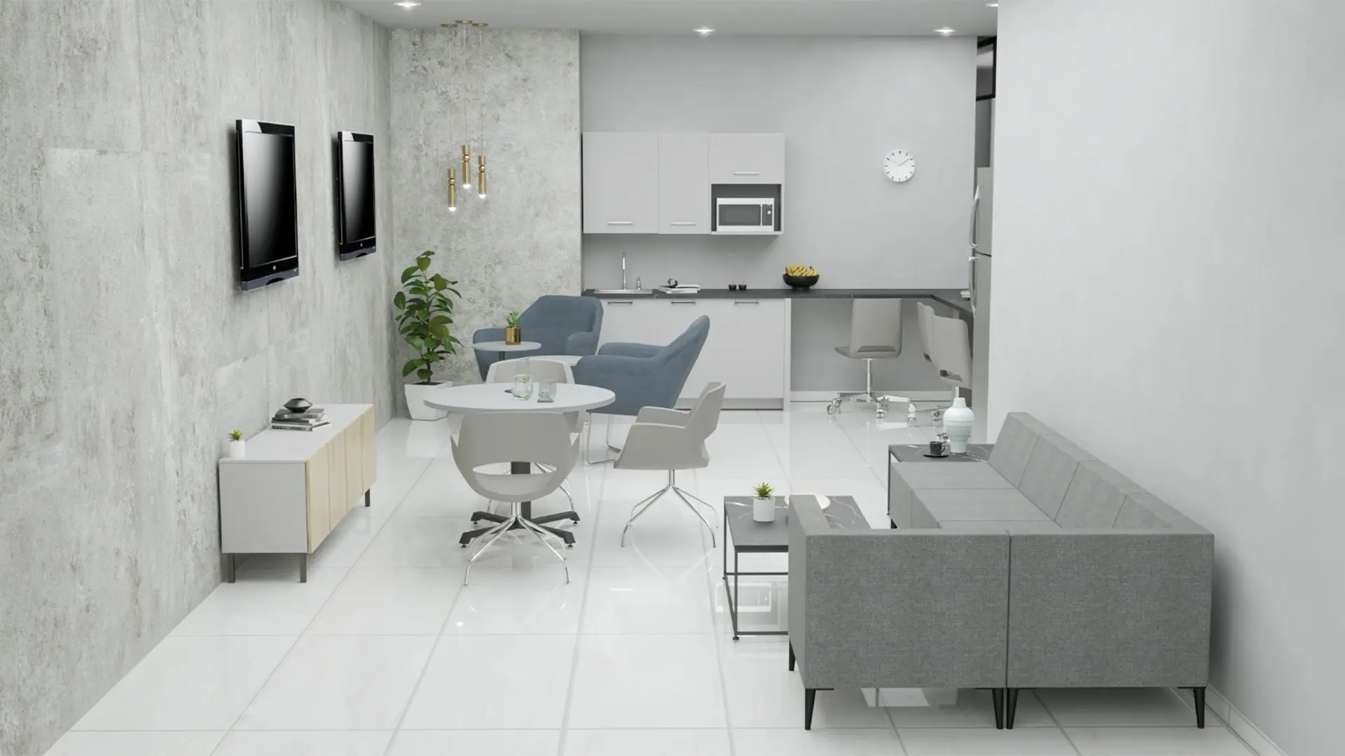 Área de confort & relax en espacio de salud equipada con mobiliario Lauco