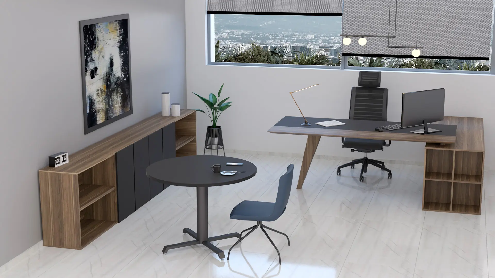 Espacios administrativos equipados con mobiliario de Moetti Toscana 