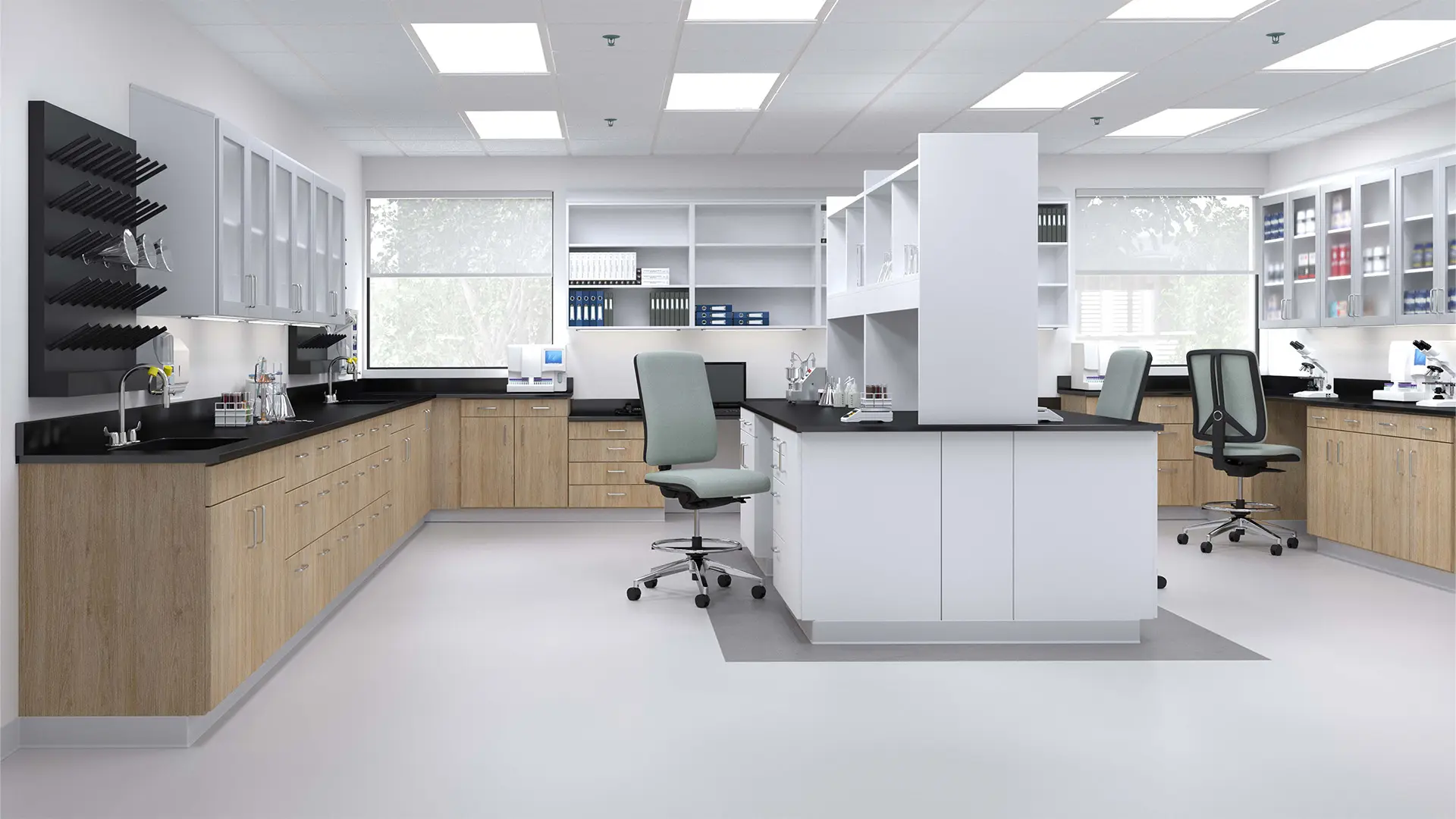 Laboratorio médico equipado por Moetti con mobiliario de Groupe Lacasse 