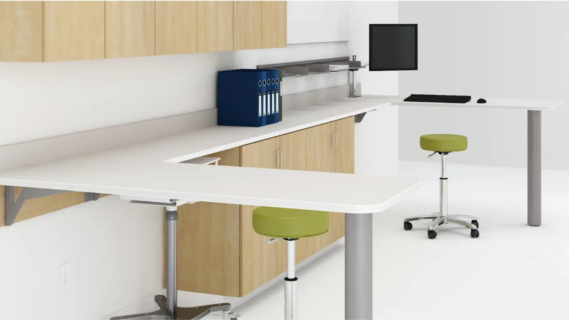 Nurses station equipada con mobiliario de Groupe Lacasse