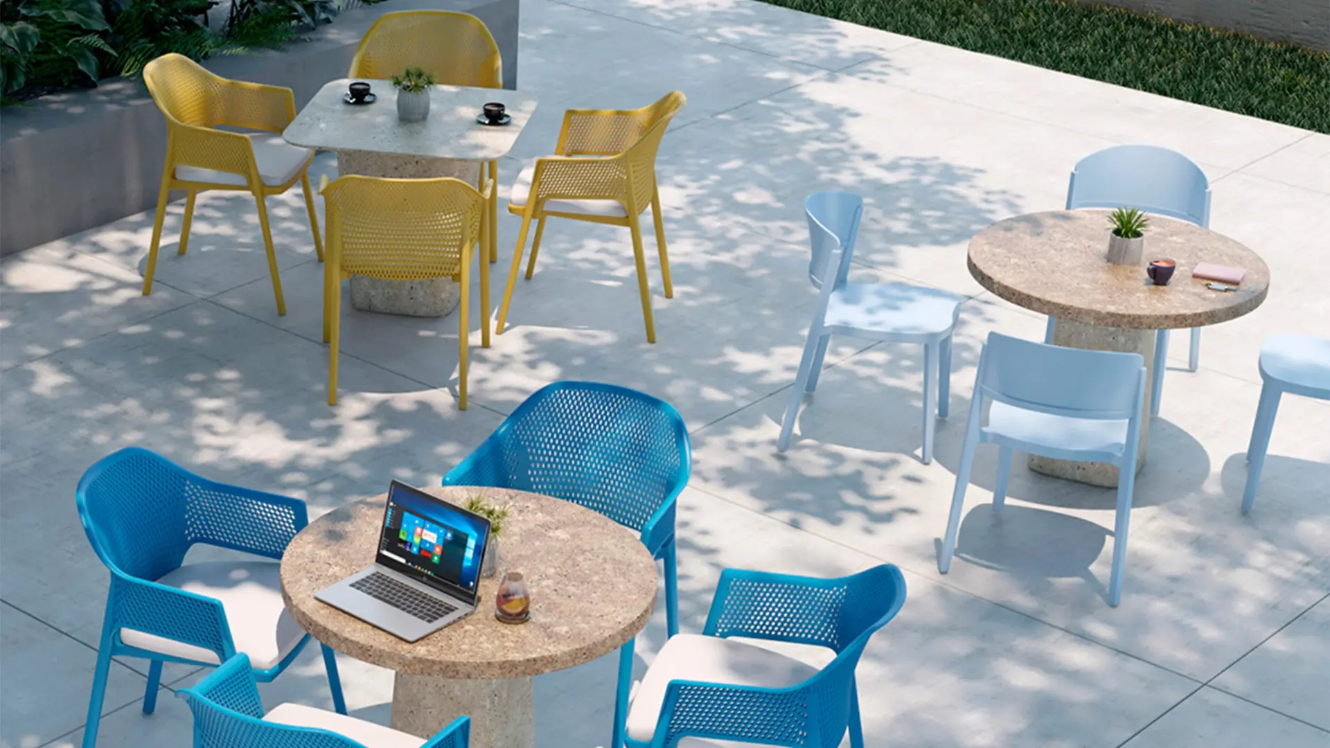 Mobiliario Labenze para terrazas en espacios de salud